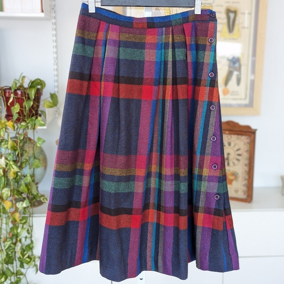Boston traveler Dresses & Skirts - Vintage Wool Blend Plaid A-Line Midi Skirt M